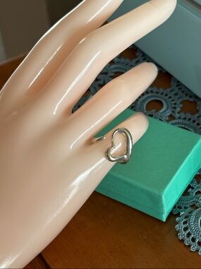 Tiffany & Co. Open Heart Ring Elsa Peretti Sterling Silver 925 Sz 5 VGUC 15.5mm